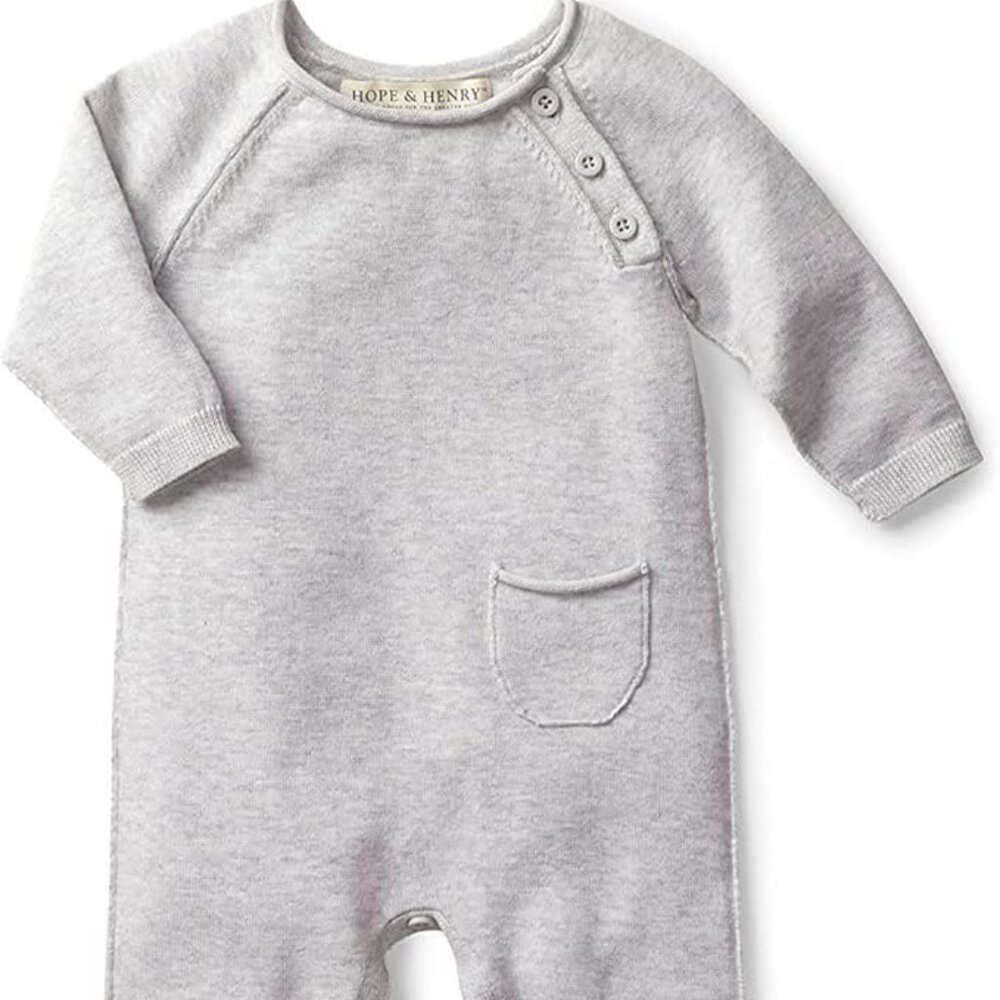 Hope & Henry Baby Raglan Sweater Romper, 0-3m